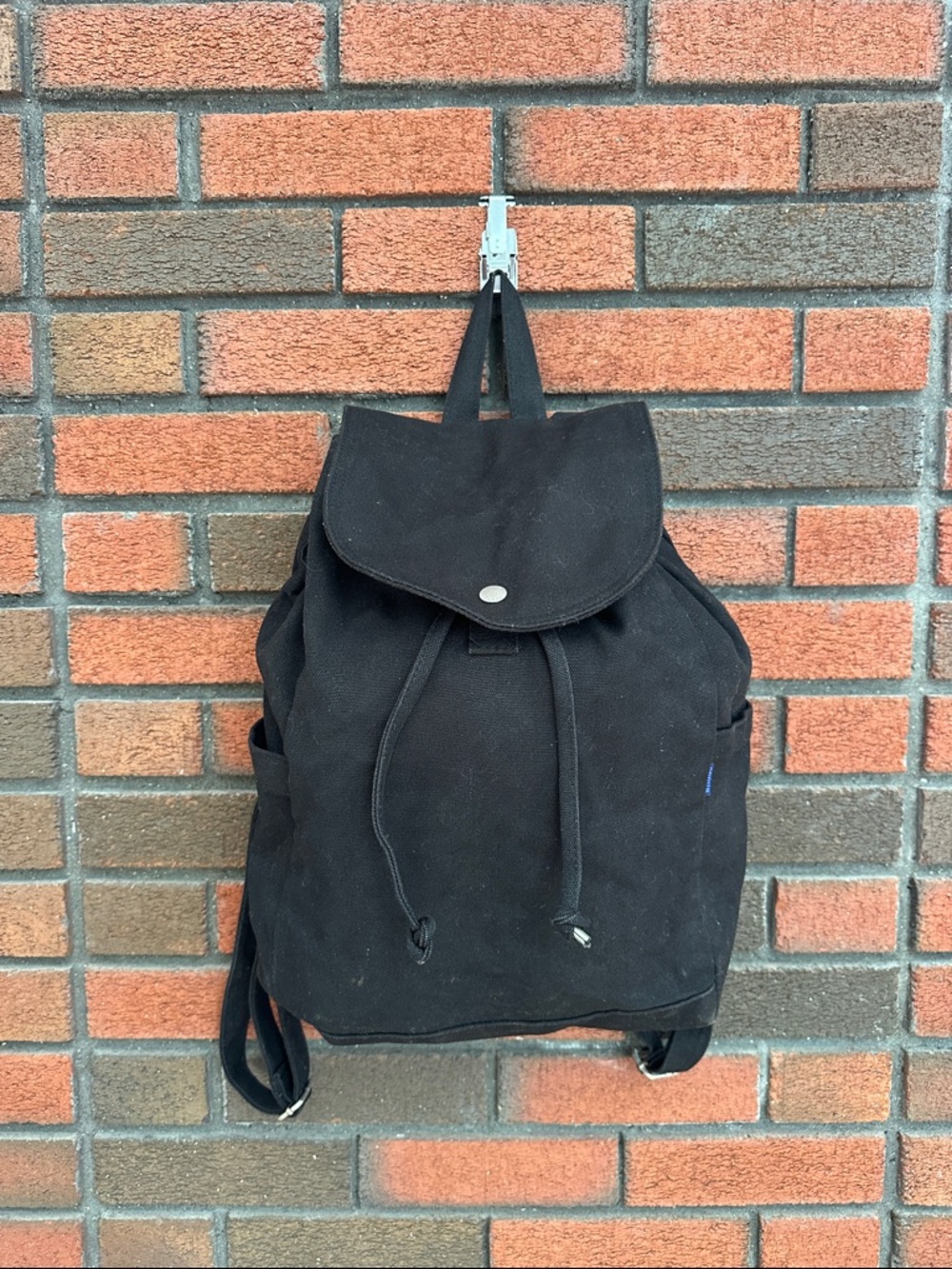 Baggu Black Canvas Drawstring Backpack - Men